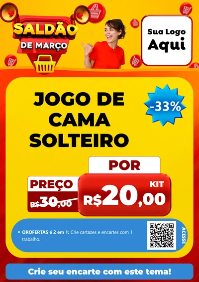 Modelo de Cartaz para Cartaz A4 Vertical com o tema Saldão de Março para Cama, Mesa e Banho