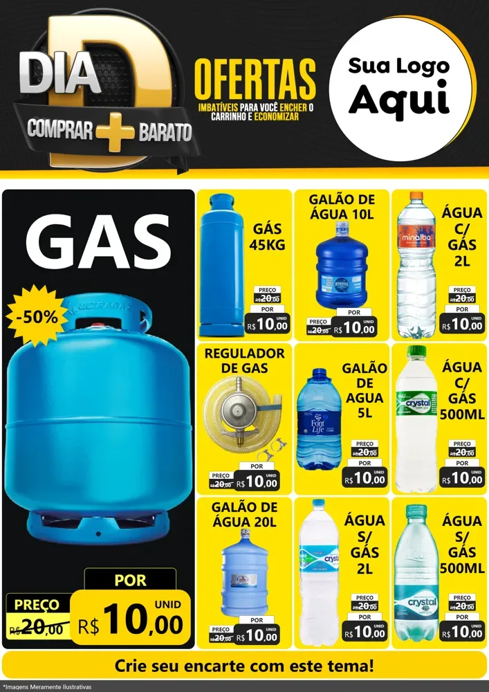 Modelo de Encarte para Encarte A4 Vertical com o tema Dia D Mais Economia para Água e gás