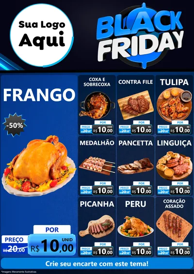 Modelo de Encarte para Encarte A4 Vertical com o tema Black Friday para Assados