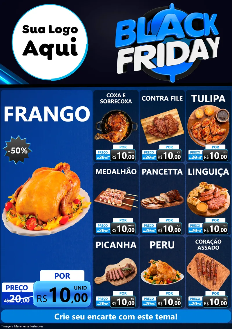 Modelo de Encarte para Encarte A4 Vertical com o tema Black Friday para Assados