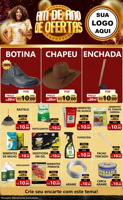 Modelo de Encarte para Encarte Grande com o tema Fim de Ano de Ofertas para Agropecuária