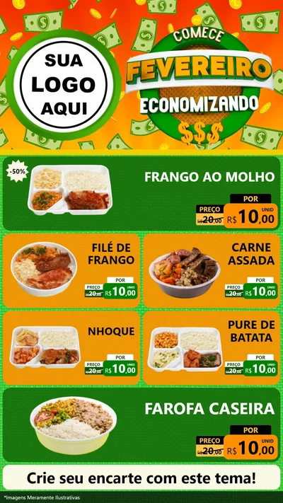 Modelo de TV para TV Vertical com o tema Comece Fevereiro Economizando para Restaurante