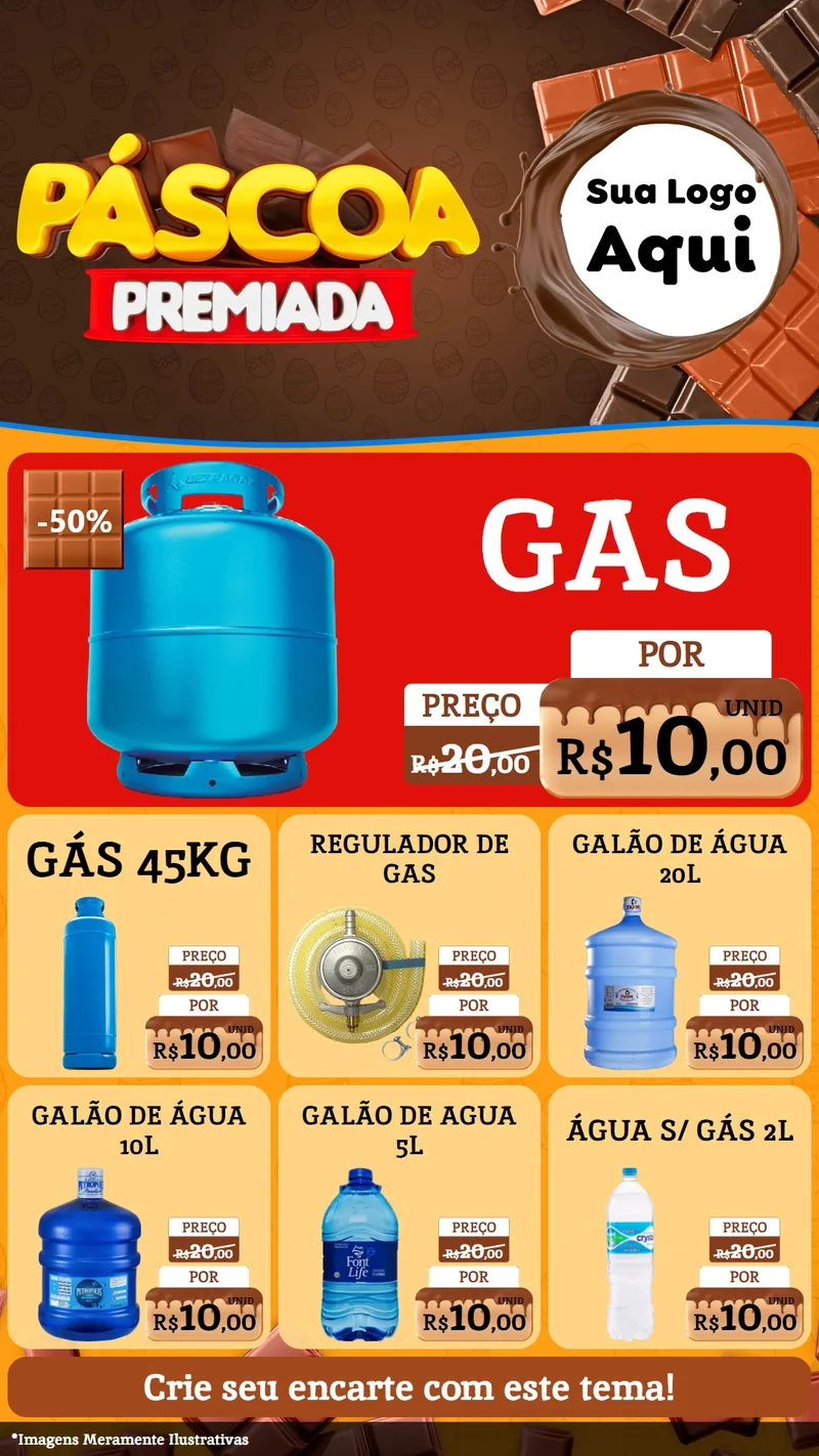 Modelo de Rede Social para Stories com o tema Páscoa Premiada para Água e gás
