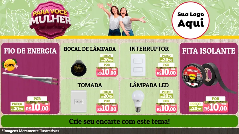 Modelo de TV para TV Horizontal com o tema Para Você Mulher para Materiais Elétricos