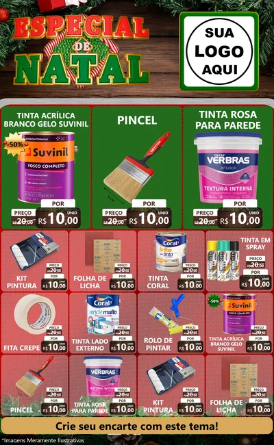 Modelo de Encarte para Encarte Grande com o tema Especial de Natal para Tintas e Ferramentas