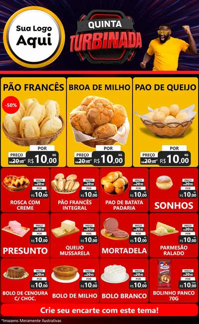 Modelo de Encarte para Encarte Grande com o tema Quinta Turbinada para Padaria