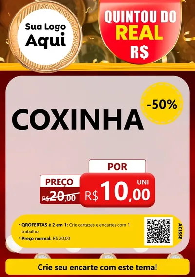 Modelo de Cartaz para Cartaz A4 Vertical com o tema Quintou do Real para Salgadaria
