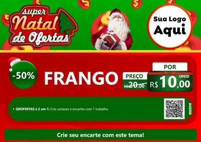 Modelo de Cartaz para Cartaz A4 Horizontal com o tema Super Natal de Ofertas para Assados