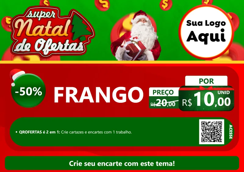 Modelo de Cartaz para Cartaz A4 Horizontal com o tema Super Natal de Ofertas para Assados