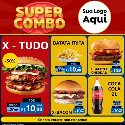 Modelo de Rede Social para Feed Facebook com o tema Super Combo para Hamburgueria