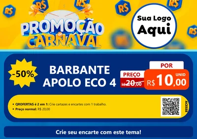 Modelo de Cartaz para Cartaz A4 Horizontal com o tema Promoção de Carnaval para Armarinho e Aviamentos