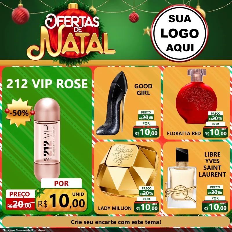 Modelo de Rede Social para Feed Facebook com o tema Ofertas de Natal para Perfumes