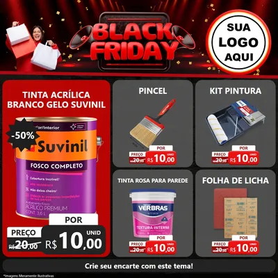 Modelo de Rede Social para Feed Facebook com o tema Black Friday para Tintas e Ferramentas