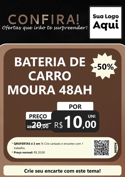Modelo de Cartaz para Cartaz A4 Vertical com o tema Confira! Ofertas que irão te surpreender! para Baterias Elétricas