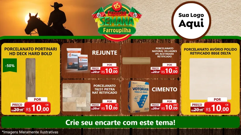 Modelo de TV para TV Horizontal com o tema Especial Semana Farroupilha para Pisos e revestimentos