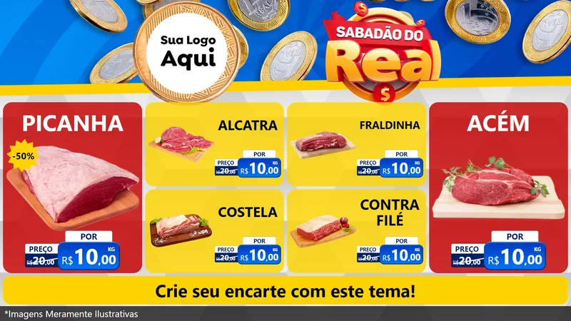 Modelo de TV para TV Horizontal com o tema Sabadão do Real para Açougue