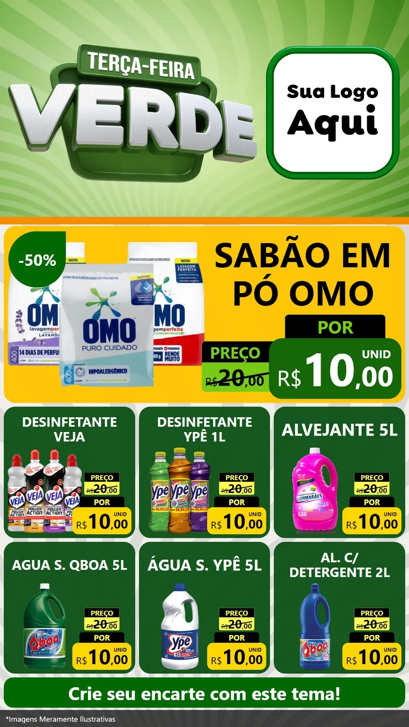 Modelo de Rede Social para Stories com o tema Terça - Feira Verde para Produtos de Limpeza