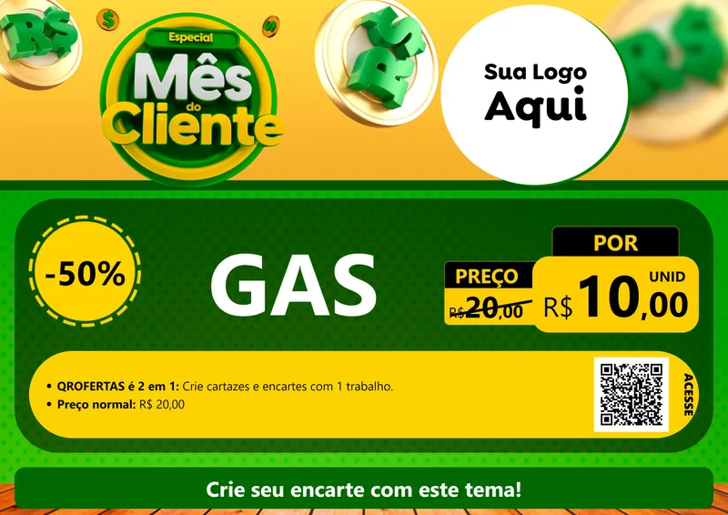 Modelo de Cartaz para Cartaz A4 Horizontal com o tema Especial Mês do Cliente para Água e gás