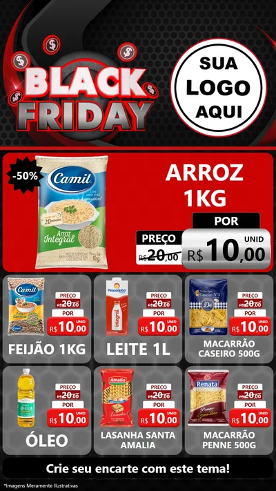 Modelo de Rede Social para Stories com o tema Black Friday para Supermercado