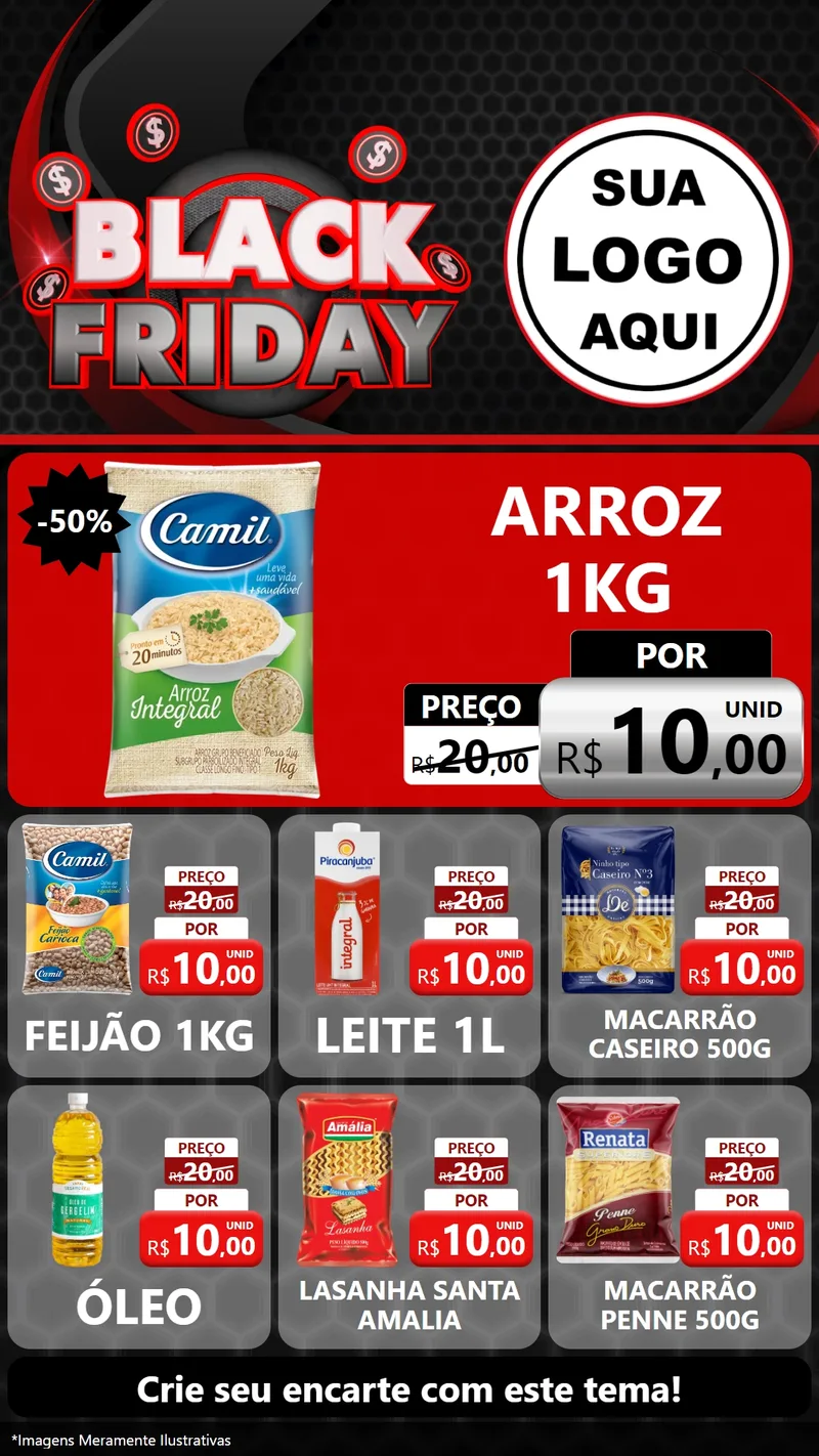 Modelo de Rede Social para Stories com o tema Black Friday para Supermercado