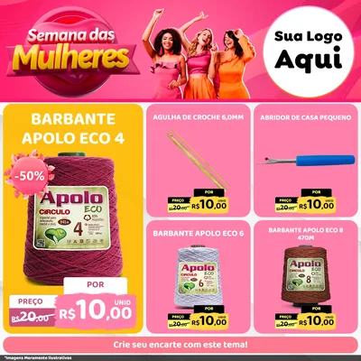 Modelo de Rede Social para Feed Facebook com o tema Semana das Mulheres para Armarinho e Aviamentos