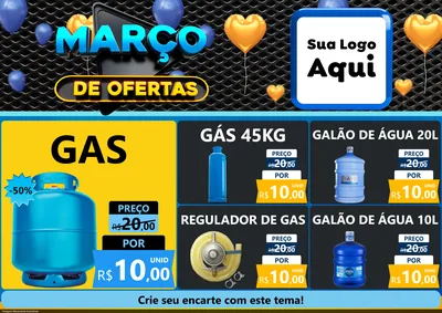 Modelo de Encarte para Encarte A4 Horizontal com o tema Março de Ofertas para Água e gás