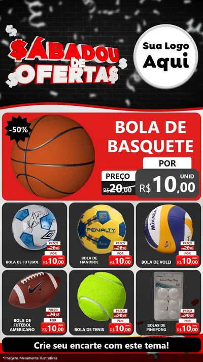 Modelo de Rede Social para Stories com o tema Sabadou de Ofertas para Artigos Esportivos