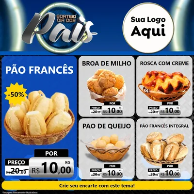 Modelo de Rede Social para Feed Facebook com o tema Sorteio Dia Dos Pais para Padaria