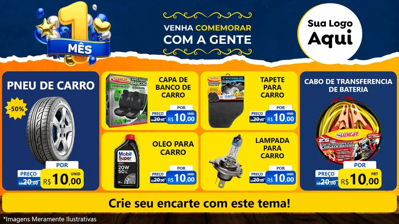 Modelo de TV para TV Horizontal com o tema Um Mês de Aniversário para Auto peças