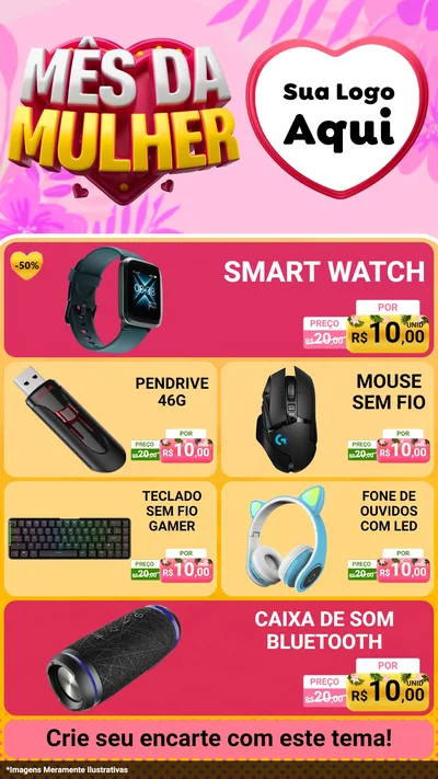 Modelo de TV para TV Vertical com o tema Mês da Mulher para Informática