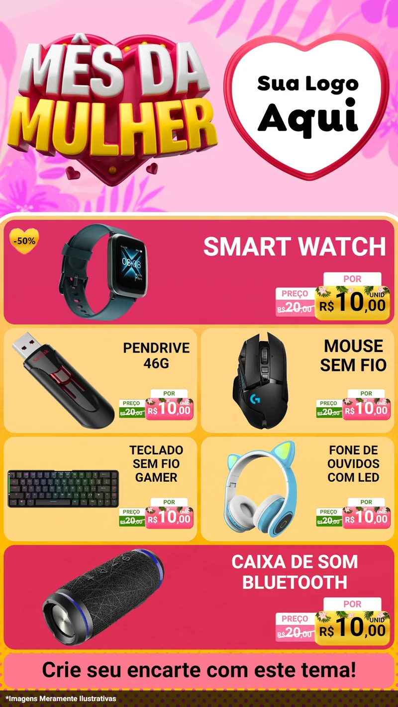 Modelo de TV para TV Vertical com o tema Mês da Mulher para Informática