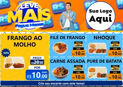 Modelo de Encarte para Encarte A4 Horizontal com o tema Leve Mais, Pague Menos para Restaurante