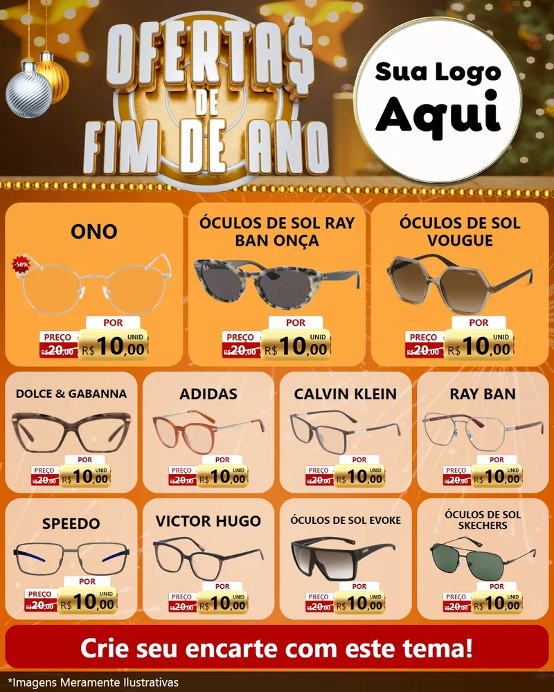 Modelo de Rede Social para Feed Instagram com o tema Ofertas de Fim de Ano para Óticas