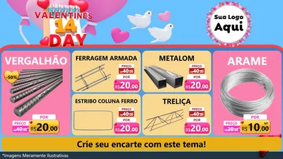 Modelo de TV para TV Horizontal com o tema Valentine's Day para Ferragens