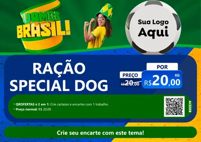 Modelo de Cartaz para Cartaz A4 Horizontal com o tema Vamos Brasil - Copa para Pet Shop
