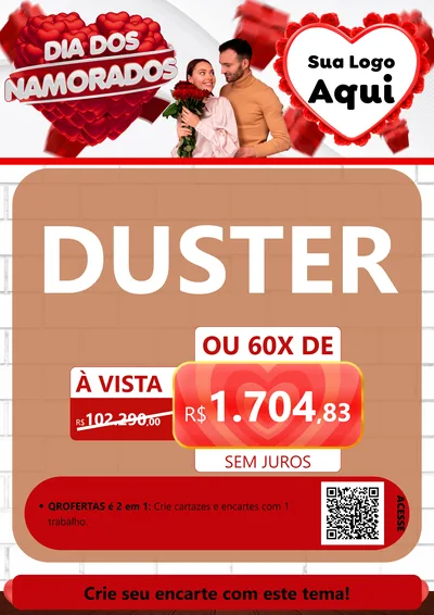 Modelo de Cartaz para Cartaz A4 Vertical com o tema Dia dos Namorados para Concessionaria de Carros
