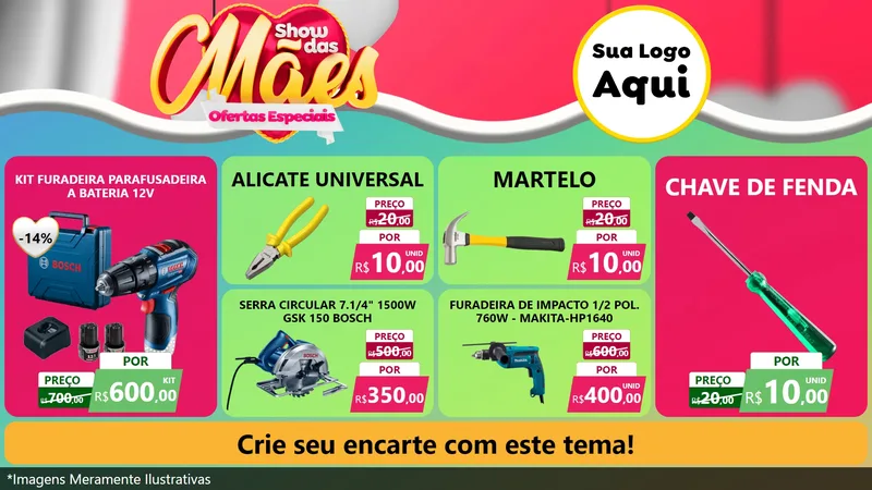 Modelo de TV para TV Horizontal com o tema Show das Mães - Ofertas Especiais para Maquinas e Ferramentas