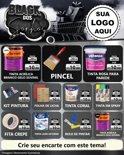 Modelo de Rede Social para Feed Instagram com o tema Black dos Sonhos para Tintas e Ferramentas