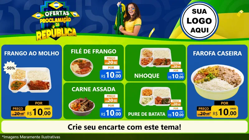 Modelo de TV para TV Horizontal com o tema Ofertas Proclamação da República para Restaurante