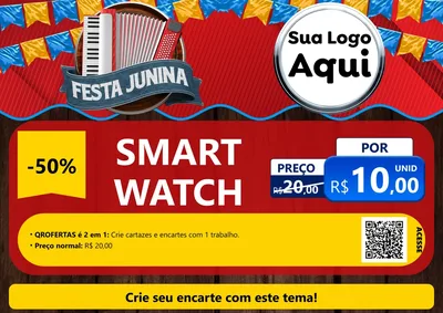 Modelo de Cartaz para Cartaz A4 Horizontal com o tema Festa Junina para Informática
