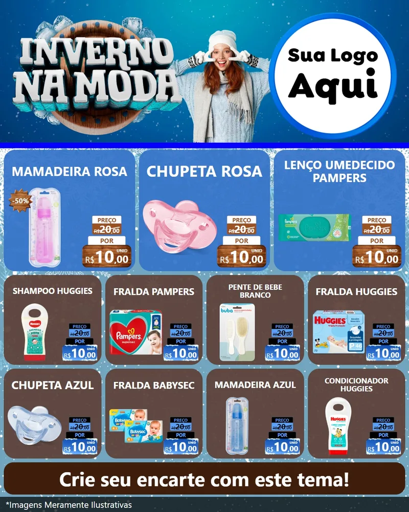Modelo de Rede Social para Feed Instagram com o tema Inverno na Moda para Bebês