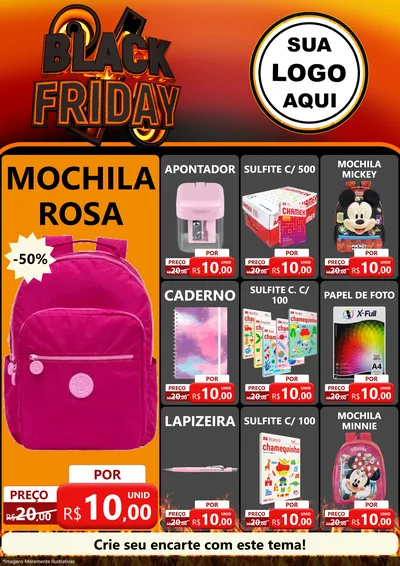 Modelo de Encarte para Encarte A4 Vertical com o tema Black Friday para Papelaria