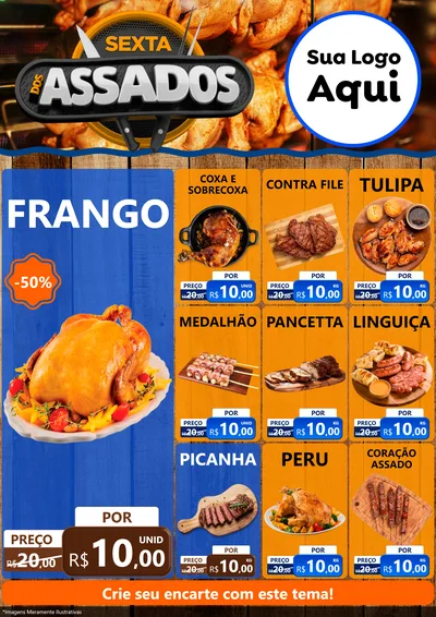 Modelo de Encarte para Encarte A4 Vertical com o tema Sexta dos Assados para Assados