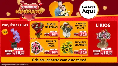 Modelo de TV para TV Horizontal com o tema Semana dos Namorados para Floricultura e jardim