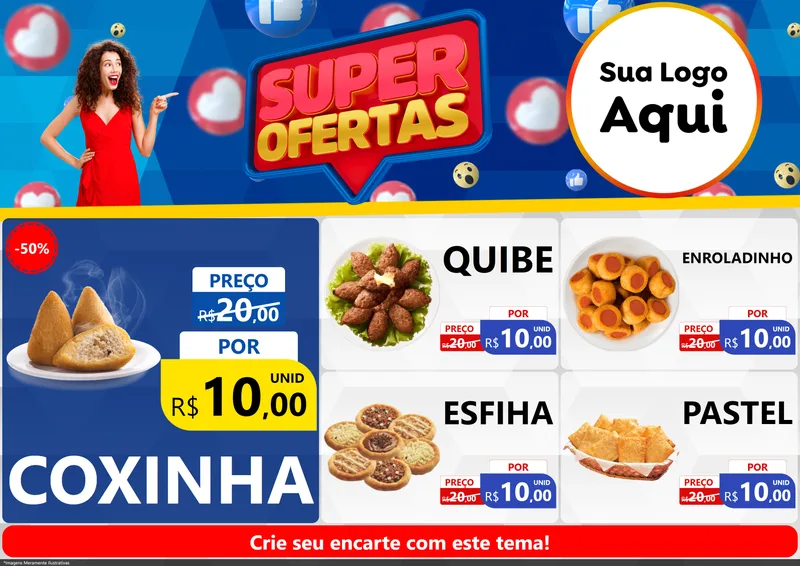 Modelo de Encarte para Encarte A4 Horizontal com o tema Super Ofertas para Salgadaria
