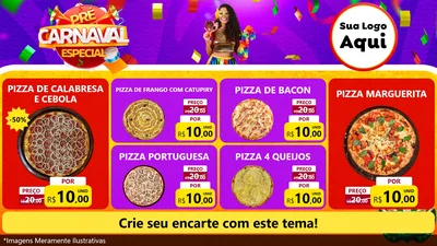 Modelo de TV para TV Horizontal com o tema Pré-Carnaval Especial para Pizzaria