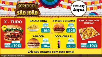 Modelo de TV para TV Horizontal com o tema Sorteio de São João para Hamburgueria