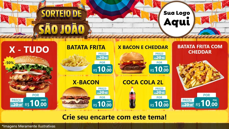 Modelo de TV para TV Horizontal com o tema Sorteio de São João para Hamburgueria