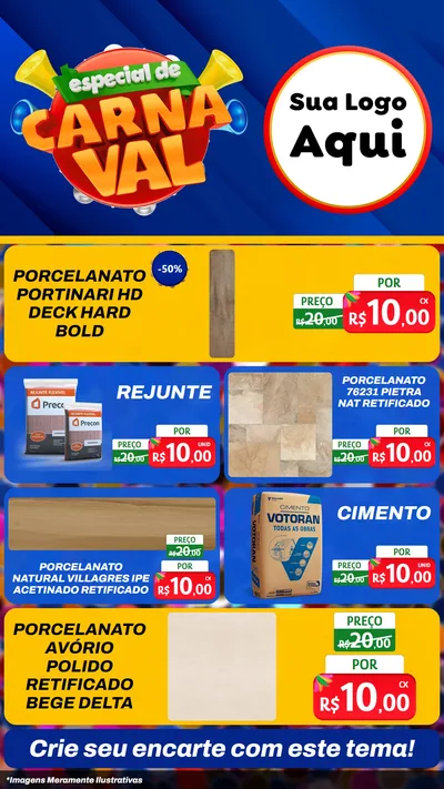 Modelo de TV para TV Vertical com o tema Especial de Carnaval para Pisos e revestimentos