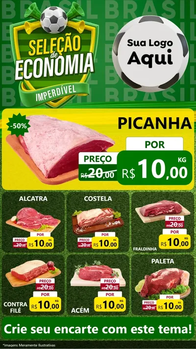 Modelo de Rede Social para Stories com o tema Seleção de Economia - Copa para Açougue
